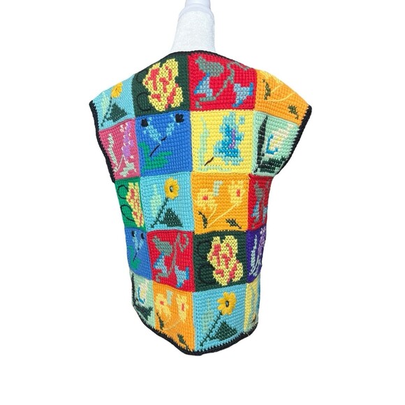 Vtg Forecast afghan crotchet pattern sweater vest teacher nature Sz L Wool - Picture 3 of 5